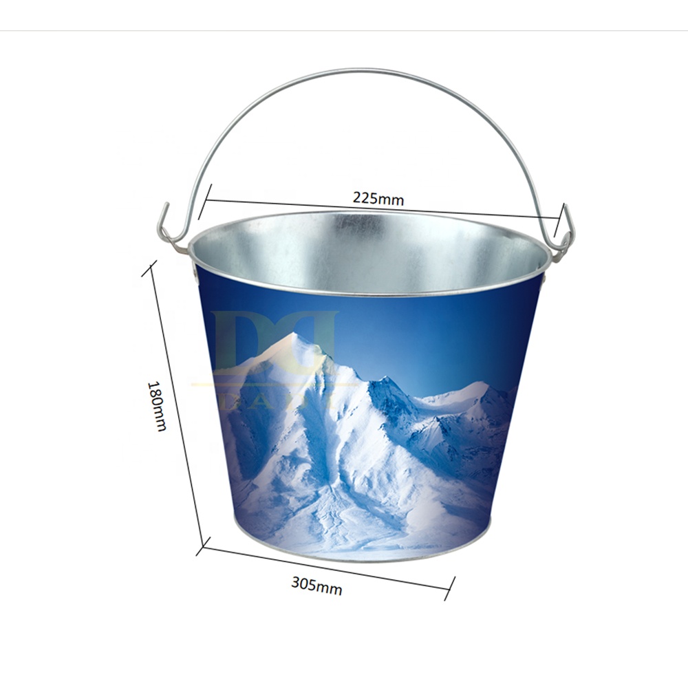 DADI Portable Wine Chiller Tinplate Metal Ice Bucket OEM/ODM Beverage Chiller Tub For Beer