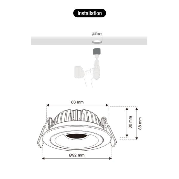 Aluminum COB LED Dimmable Downlight Multi Scene Flicker Free