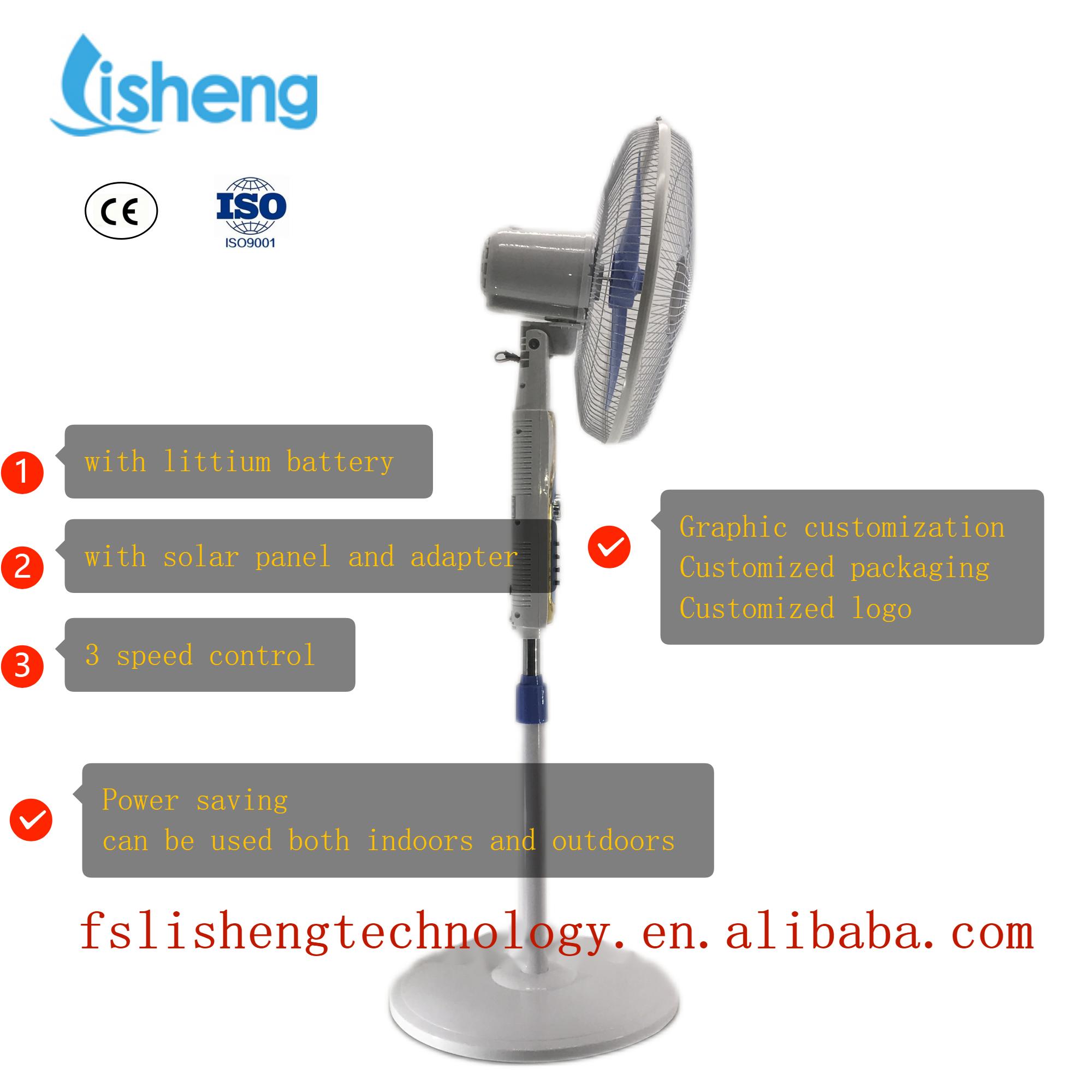 DC Energy Saving Cooling Fan Rechargeable 12V 18 Inch Stand Fan With Timer