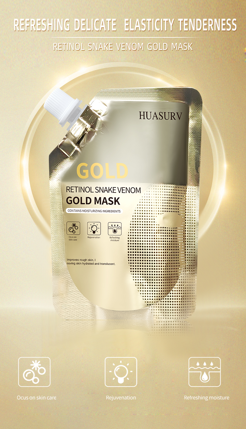 Private Label 24k Gold Retinol Snake Venom Anti Aging Hydrating Peel Off Face Masked Beauty Gold Facial Mask Skincare Skin Care