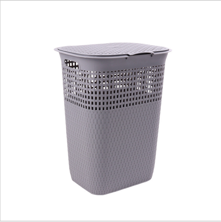 Slim Plastic Laundry Hamper H57cm Large Plastic Laundry Basket With Lid