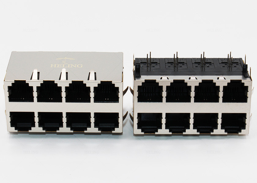 Tab Up Female Lan SMT Connector , Low Profile RJ45 Waterproof Connector