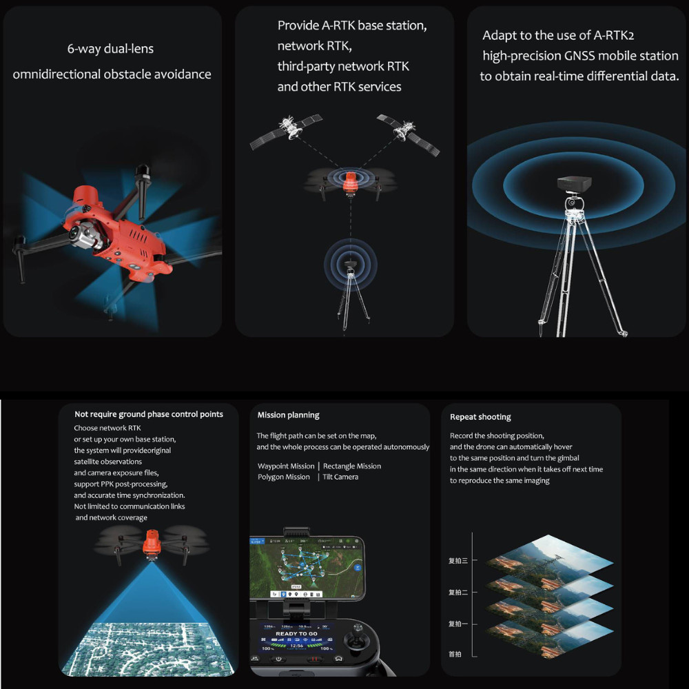 1X To 16X Thermal Imaging Drone Industrial Drone Pipeline Inspection With PTZ Pod HX640T