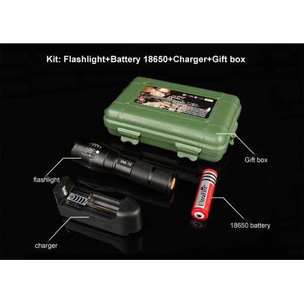 800LM Rechargeable Led Flashlight / Brightest Handheld Flashlight CREE XML T6 Adjustable ZOOM
