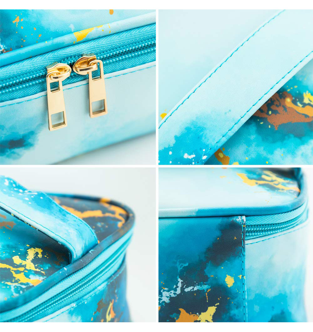 Portable 3pcs PU Leather Travel Cosmetic Bag For Women