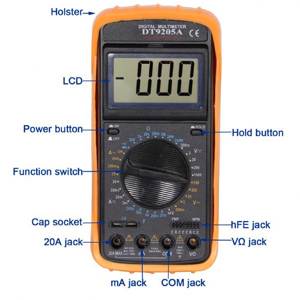 1000V 10A AC DC Current Voltage Meter Resistance Capacitance Continuity Diode Tester