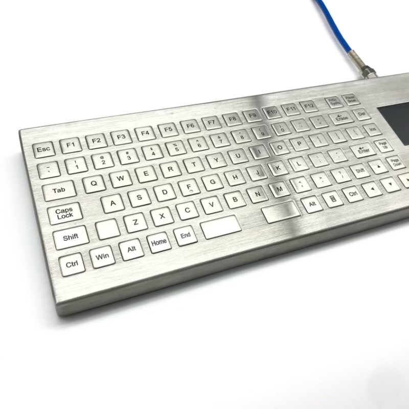 Industrial 304 Stainless Steel Keyboard With Full Functional 2 Keys Touch Pad
