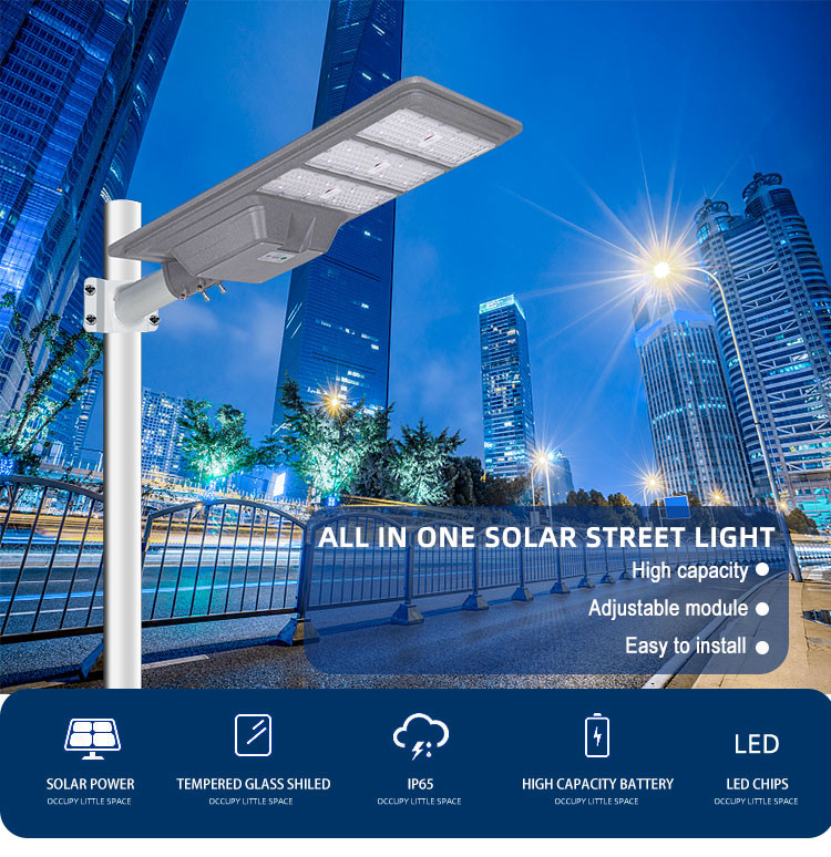 All In One High Power Street Light 200w 300w 400w LiFePO4 Integrated Solar Panel System