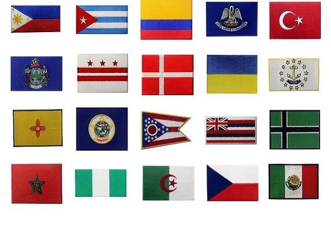 Sew On Backing 120D World Country Flag Patches Embroidered For Jeans
