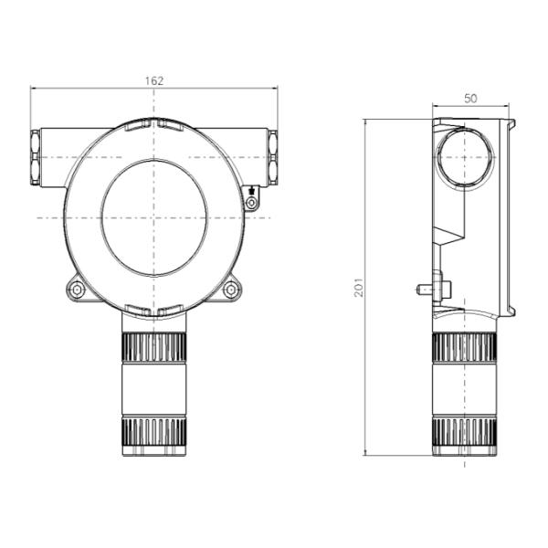 RS485 Combustible Gas Detector 4-20mA with Real Time Concentration / Temp Readout