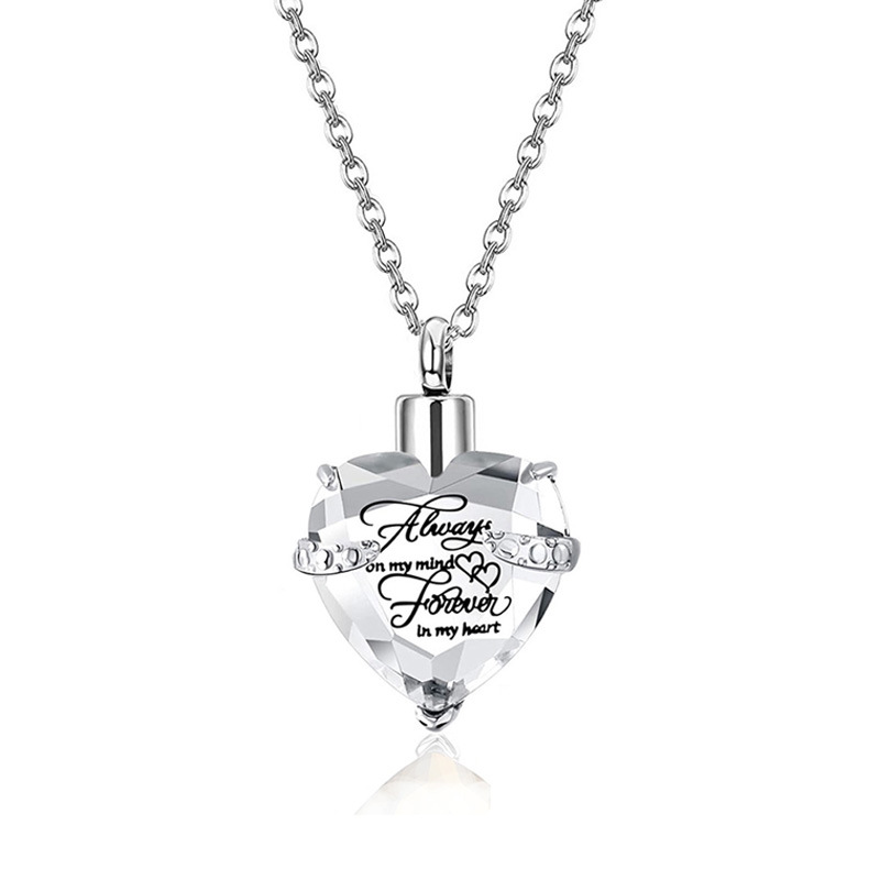 Stainless Steel Heart Birthstone Necklace Birth Month Glass Love Heart Pendant Birthstone Necklaces for Women