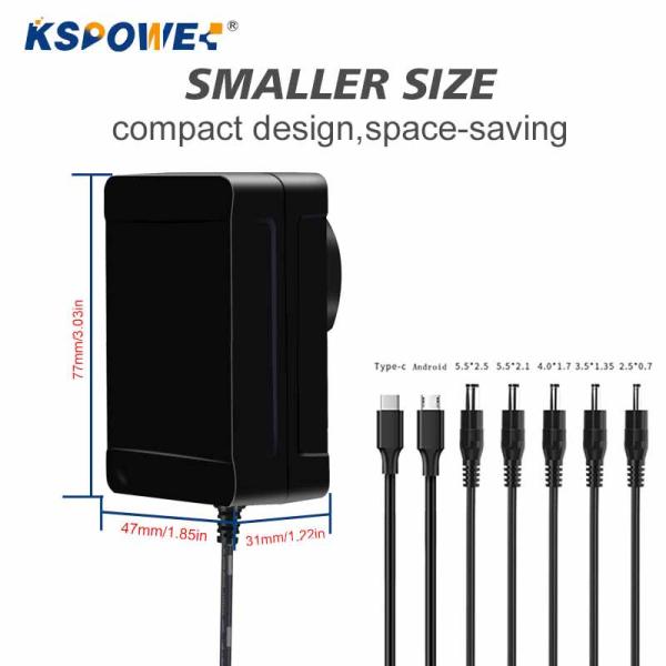 12V 1A Interchangeable Plug Adapter 25W 36W AC DC Power Adapter Overload Protections