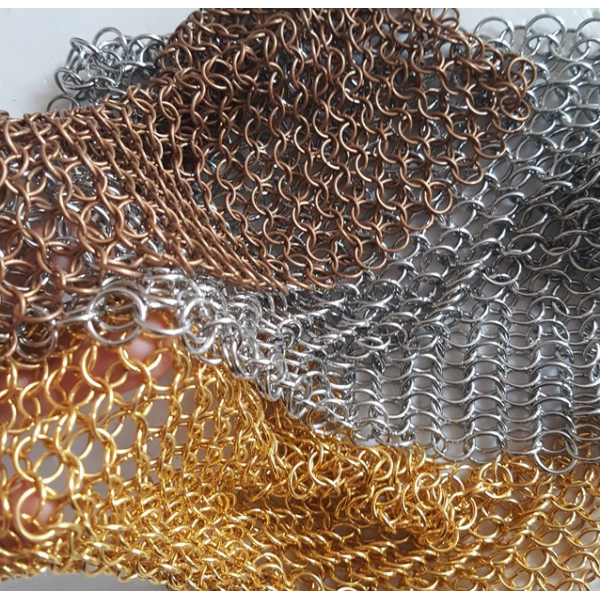 Gold Color Stainless Steel Decorative Chain link Ring Mesh Chainmail Ring Screen