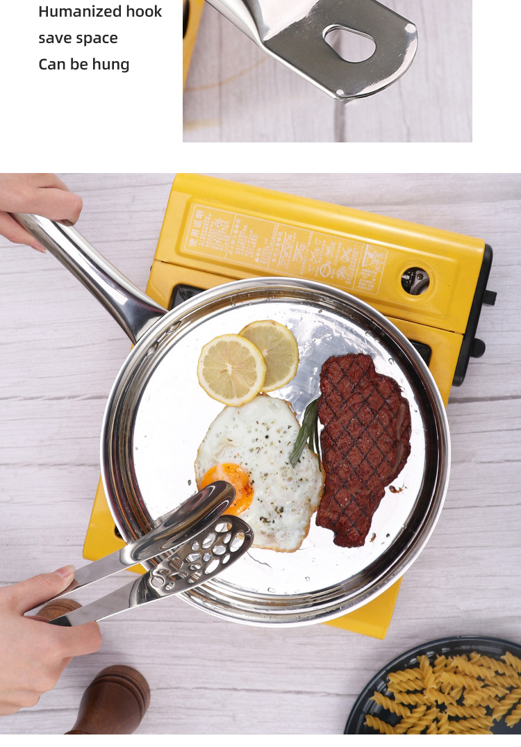 Hot Selling Kitchen Stainless Steel Non Stick Fry Pan Three Layer Double Bottom Medical Stone Frying Pans