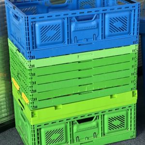 Storage Crate PP Stackable Collapsible Crate Plastic Vegetable Basket Large