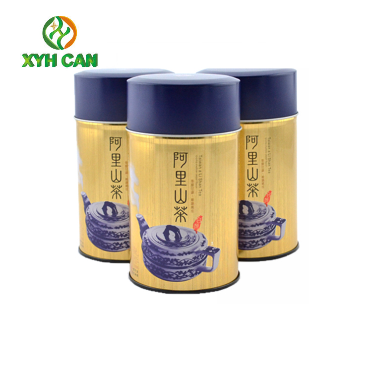 Tea Tin Can Elegant Metal High Cap Round Biscuit Tin 0.18-0.25 Mm Thickness