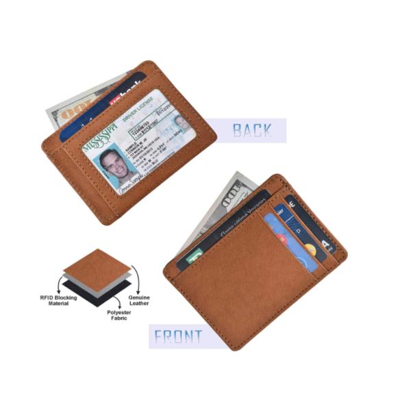 Men Slim Leather Wallet Card Case RFID Blocking Smart Minimalist