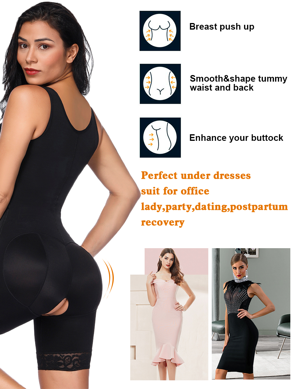 2000 HEXIN Women High Waist Tummy Control Shapewear Bodysuit with Underbust Feature