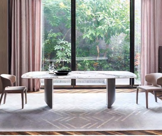 Sintered Stone Mable Top Dining Table Set for Home Marble Metal Dining Table