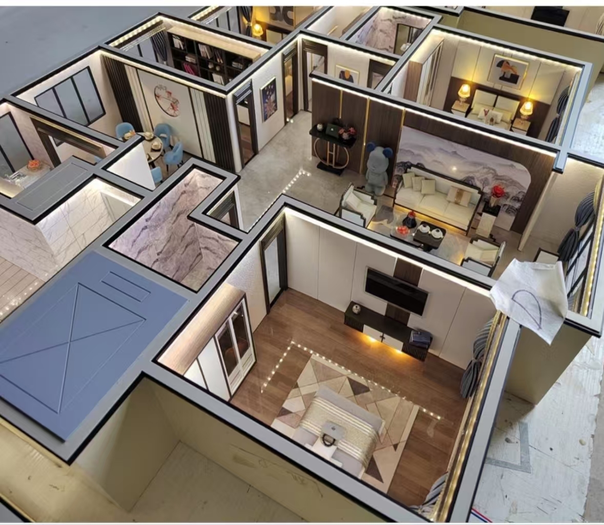 LED Lighting Architectural Interior Model 1:25 House Interior Design Model