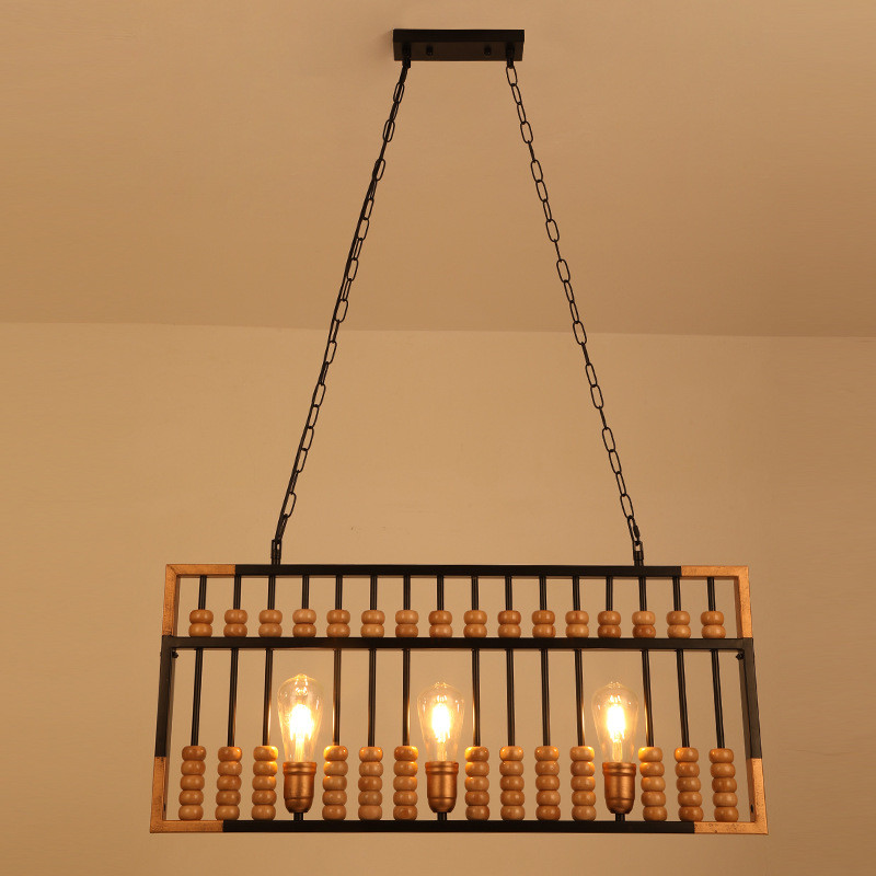 Industrial Vintage Loft Wood Abacus Chandelier Restaurant Coffee Shop Bar Creativity Boat lamp(WH-VP-239)