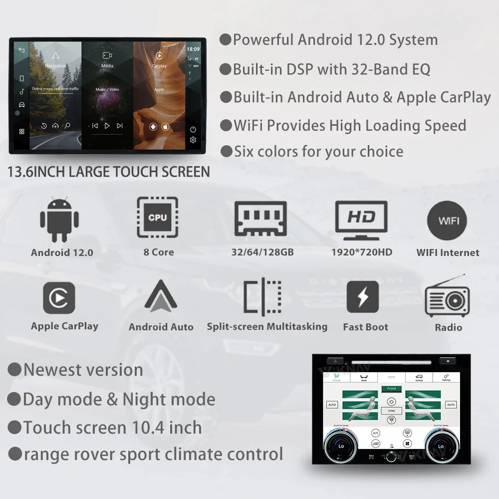 Android Auto Car Radio For Range Rover Vogue L405 2013-2017 Carplay GPS Navigation Multimedia Stereo Player Head Unit