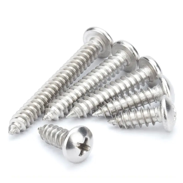 304 316 Stainless Steel Screw Drive Pan Head Sharp Point Self Tapping Screw For Metal