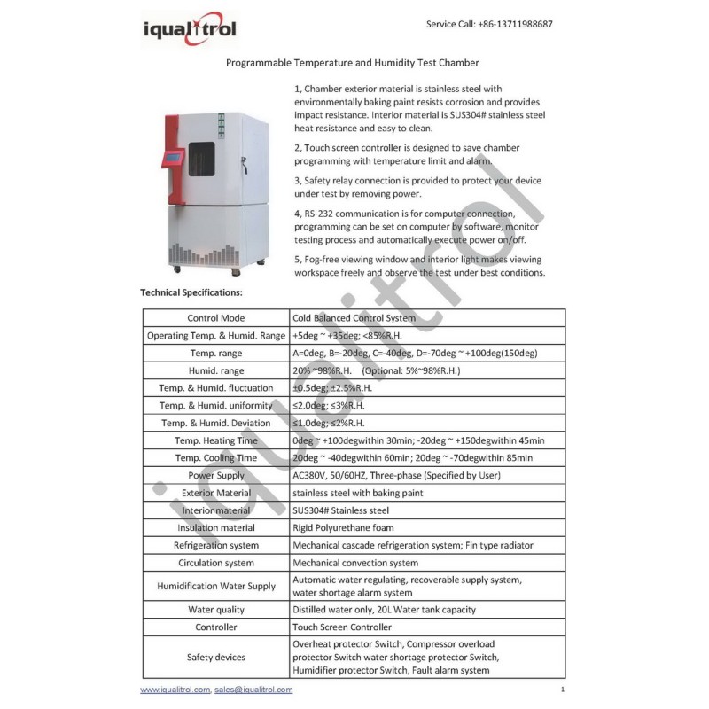 Cold Balanced Control Programmable Temperature and Humidity Environmental Test Chamber