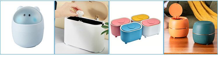 PP Plastic Office Dustbin Custom Trash Can 15L With High Bamboo Leg
