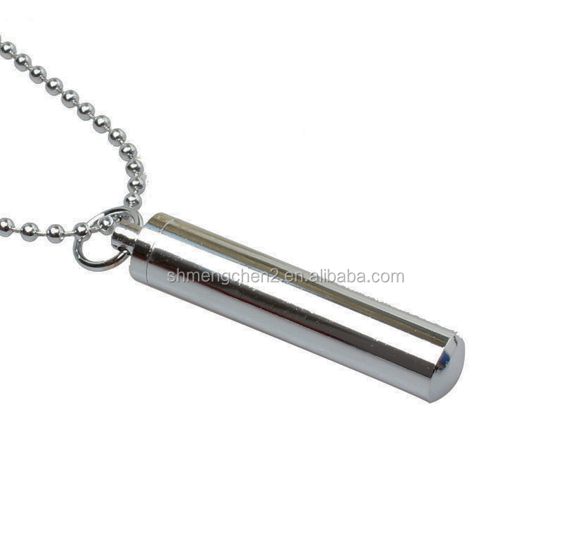 18K Gold Plated Stainless Steel Cylinder Tube Ash Urn Pendant Necklace for Decoration