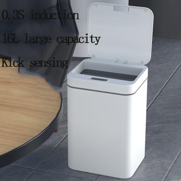 16L/5.3 Gallon Square Automatic Kitchen Garbage Bin Motion Sensor Plastic Smart Trash Can Trash Bin