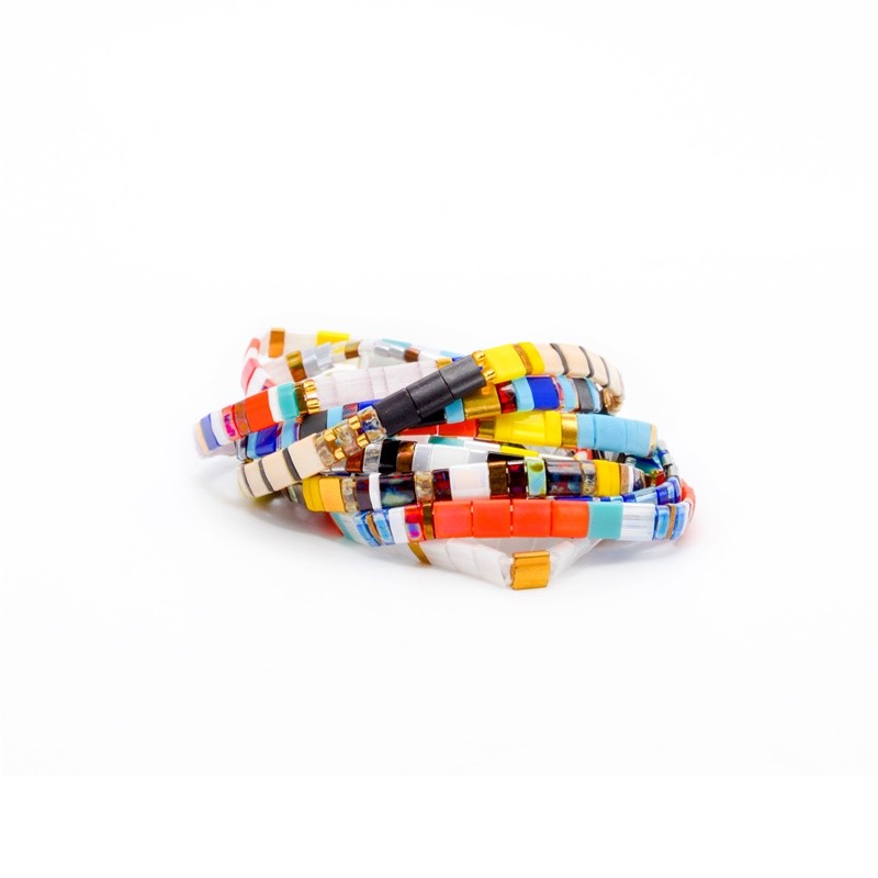 Stretchy Glass Tila Matte Bead Bracelet For Engagement Occasion