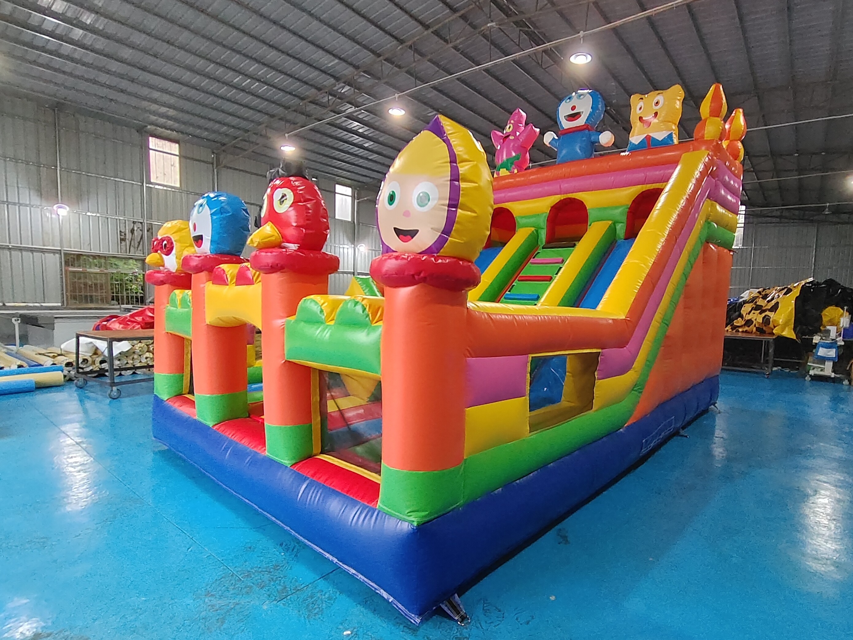 Commercial Digital Printing Inflatable Dry Slide Double Slides Catoon Figures For Outdoor For Kids