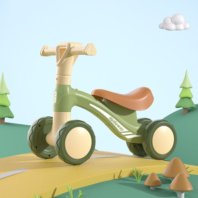 Push Bicycle Balancing Gift for Boys Girls Four Wheels Age 0-3M Handcart Learning Toy