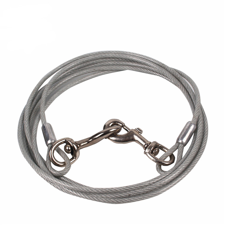 PVC Coated Steel Core Dog Tie Out Cable And Stake Pet Leashes