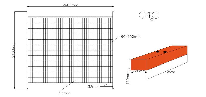 Australia Light Duty Outdoor Construction 3.0mm Temporary Fence Panel