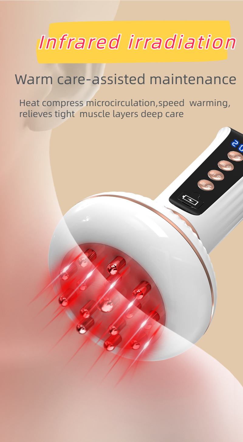 20 Gear EMS Microcurrent Electric Meridian Brush Infrared Heating Vibration Therapy Massage Device