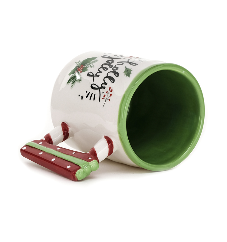 coffee bulk mugs Christmas 10OZ ceramic mug with 3D holder porcelain christmas dinnerware