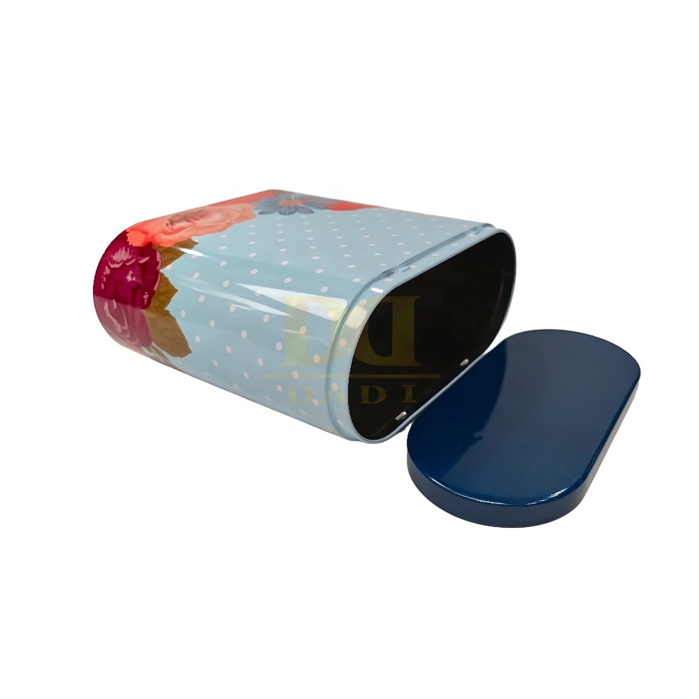 DADI Tea Tin Box Oval Tin Box Glossy Food Grade Metal Tins For Tea Snacks