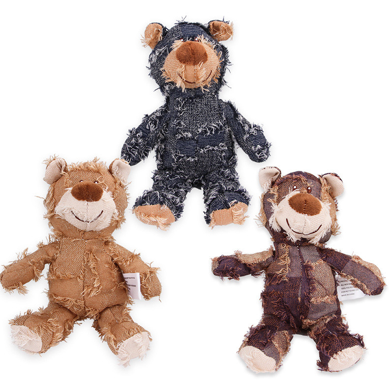 Quality 25cm Squeaky Stuffed Pet Plush Toy Bear Dog Chew Toys for sale