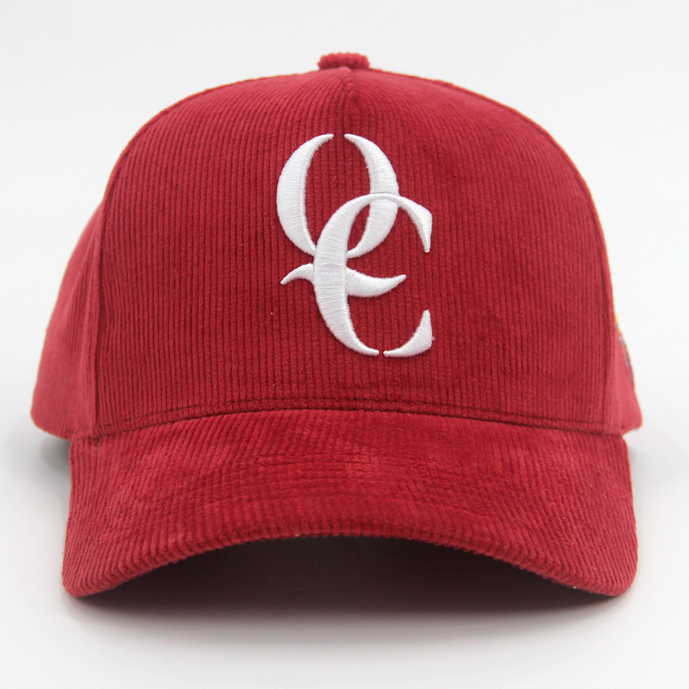 Customized Corduroy 5 Baseball Caps Panel Caps 3D Embroidered Structured Sports