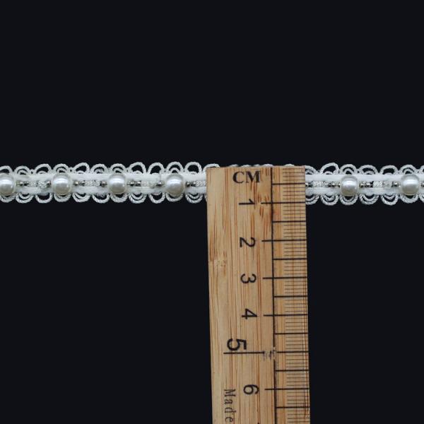 KJ20020 Crochet Braided Pearl Ribbon Trim 10mm