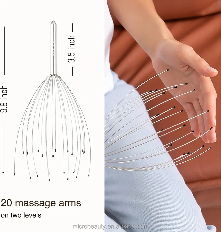 Handheld 20 Fingers Head Massager For Relieve Fatigue Head Massage Claw Scratcher