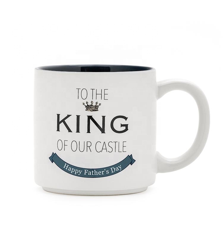 Ceramic Dad Mug Coffee Mug White Color with creative words "KING DAD" Customized 12Oz for gift