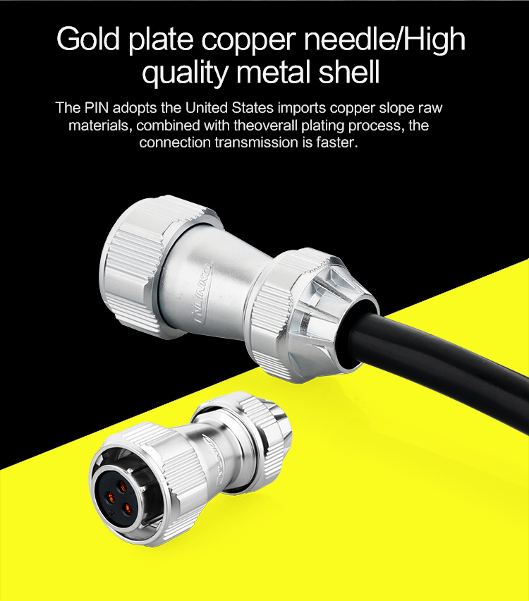 CNLINKO Metal Aviation Plug M20 Male Female Bayonet Type Socket 7 Pin 500V 10A Waterproof Plug and Socket Cable Connector