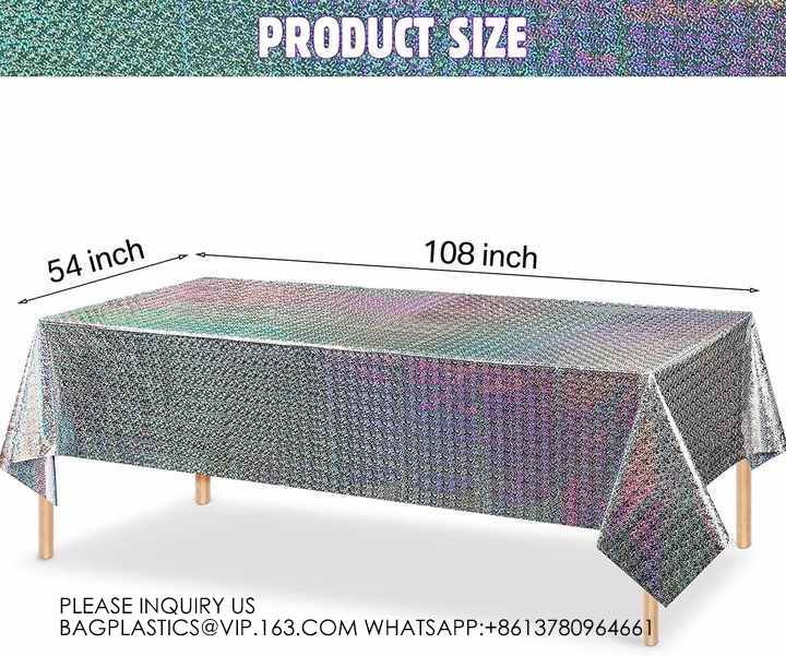 Laser Rainbow Theme Party Tablecloth Aluminum Film Birthday Wedding Party Decoration Disposable Tablecloth Decoration