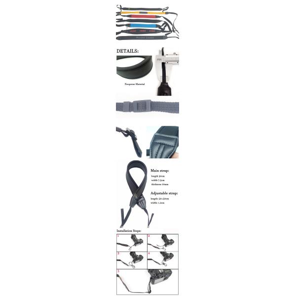 Heavy Duty Nylon Straps Neoprene Black Soft Camera Neck Strap Quick Release