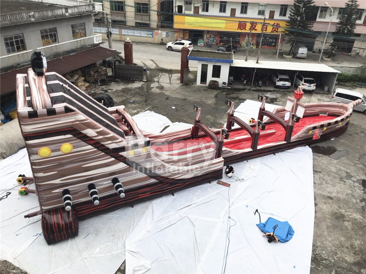 Giant Long Pirate Theme Inflatable Water Slide With Pool For Big Event
