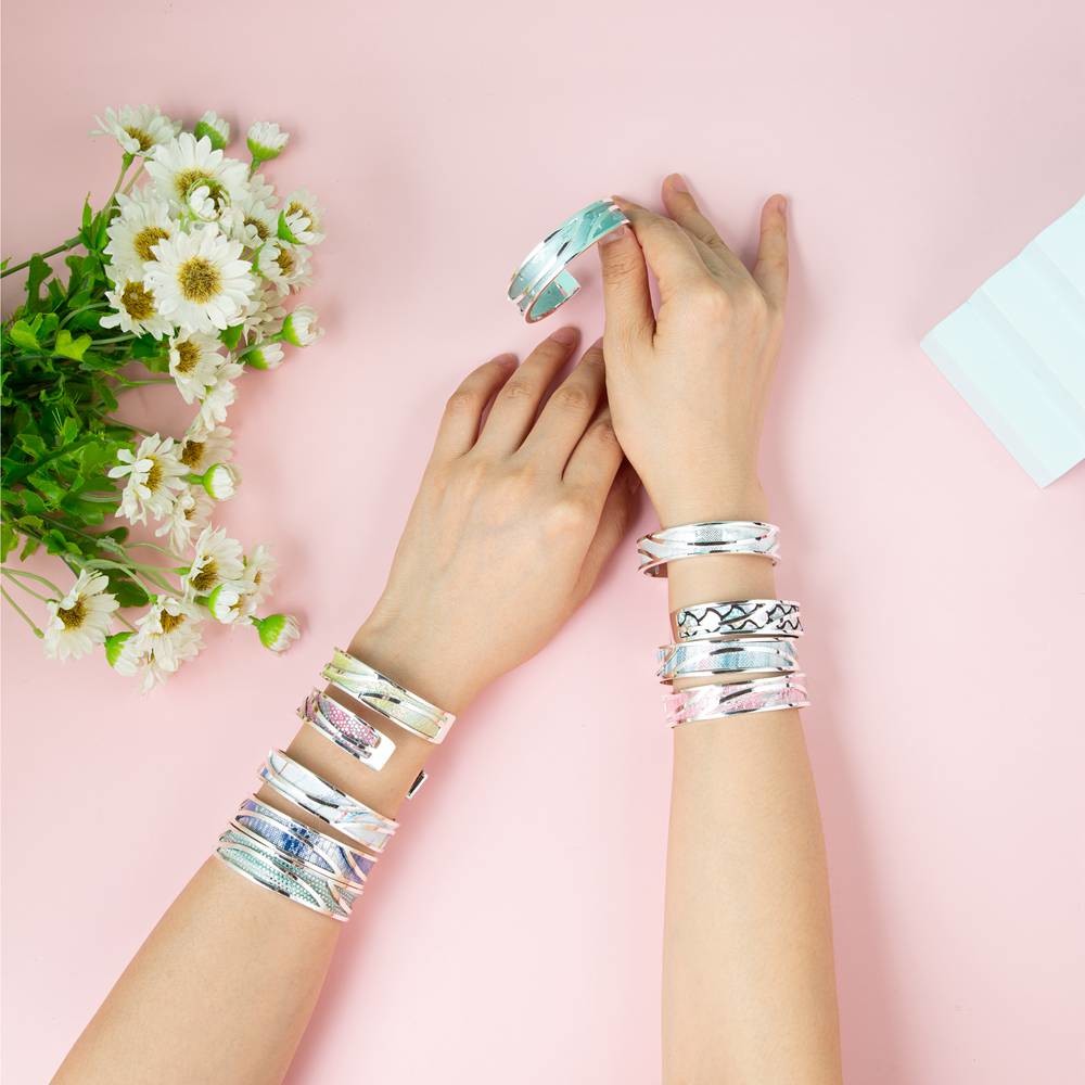 LBR051 Multi Pattern Silver Plated Cuff Bracelet For personal DIY Design