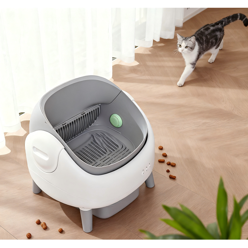 Plastic Eco-Friendly Deodorant Ball Cat Litter Box Automatic Cleaning Large Capacity Enclosed Anti-splatter Design Sieve Easy